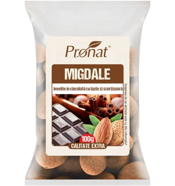 MIGDALE INVELITE IN CIOCO. LAPTE SI SCORTISOARA 100G