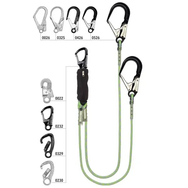Mijloc de pozitionare alpinism utilitar Vertiqual GEKKO, culoarea verde, L 2m, d 12mm, cu absorbitor de energie 1.5 m, 12 mm, VERDE