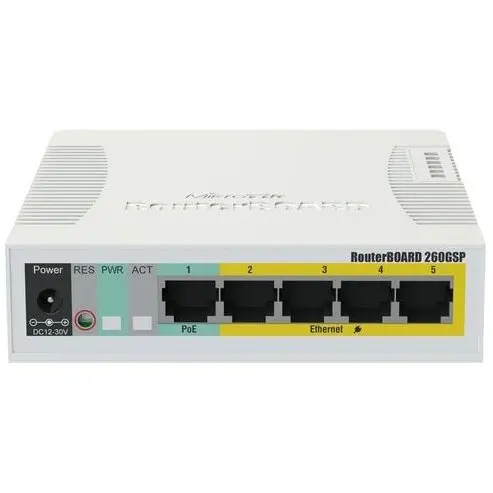 MikroTik Switch MikroTik RB260GSP, Gigabit, 5 Porturi, 1 x SFP, PoE