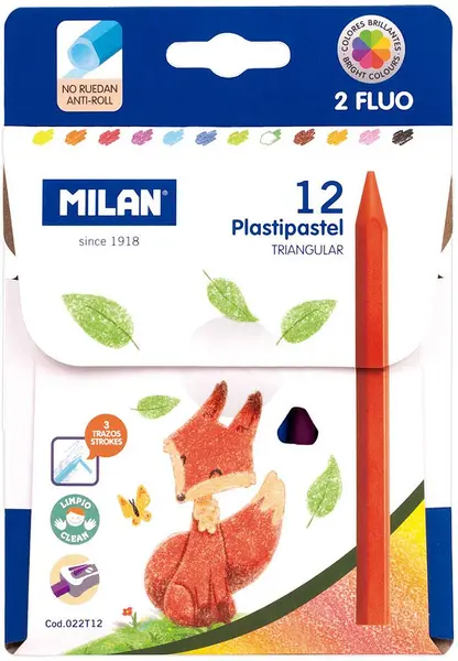 Milan пастели восъчни - Triangular, 12 culori