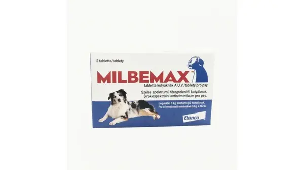Milbemax Dog 12.5 125 mg (5 - 25 kg), 2 tablete