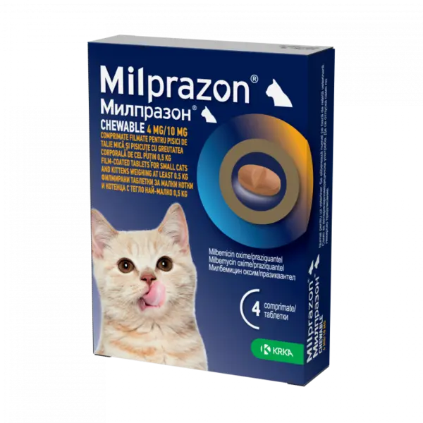 Milprazon chewable 4mg 10mg pisici 4 comprimate