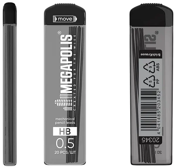 Mine din grafit pentru creion automat Erich Krause - HB, 0.5 mm, 20 buc