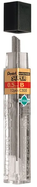 Mine grafit Pentel Hi - Polymer - B, 0.5mm, 12 bucati