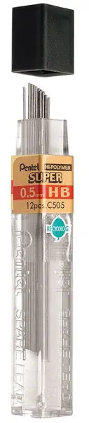 Mine grafit Pentel Hi - Polymer - HB, 0.5mm, 12 bucati