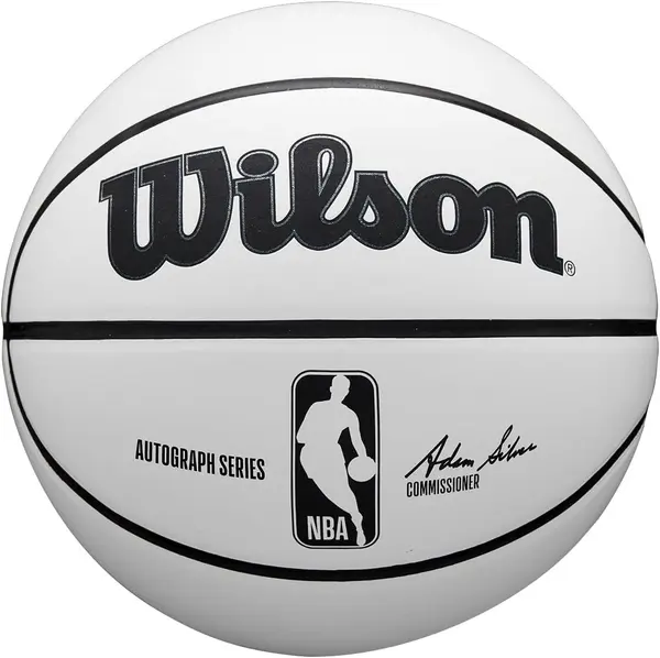 Minge de baschet Wilson - NBA Autograph Mini, mărimea 3, albă/maro