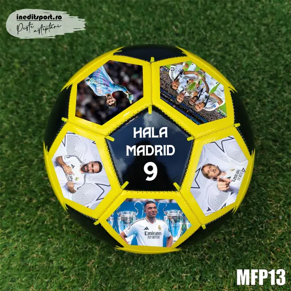 Minge fotbal personalizabila cu poza si text MFN13 Galben cu negru, 5