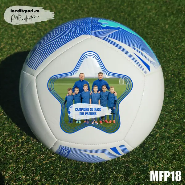 Minge fotbal personalizabila PUMA - MFN18 Alb cu albastru, 5