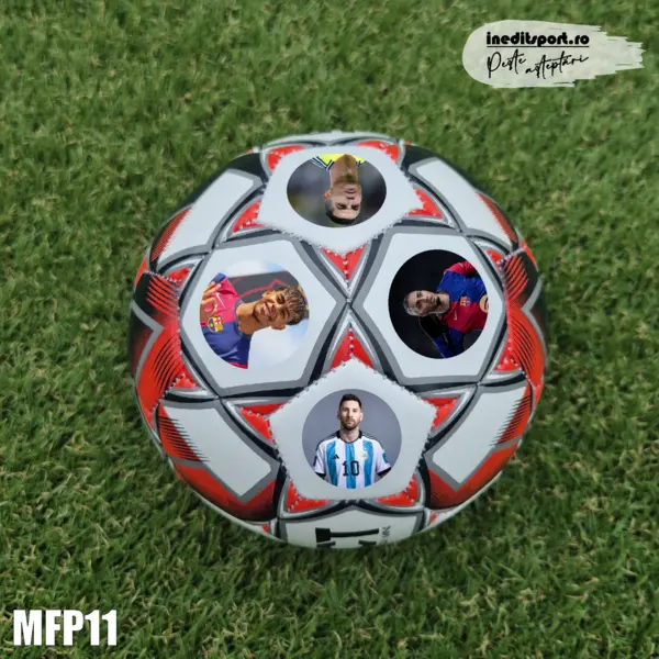 Minge fotbal SELECT MINI personalizabila - MFN11 Alb cu roșu, 1