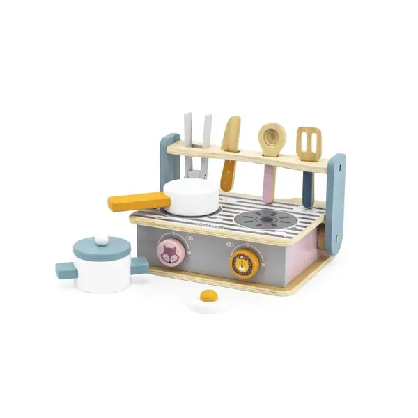 Mini aragaz si gratar PolarB Viga, lemn, cu accesorii, multicolor KID440328, la doar 174,00 lei