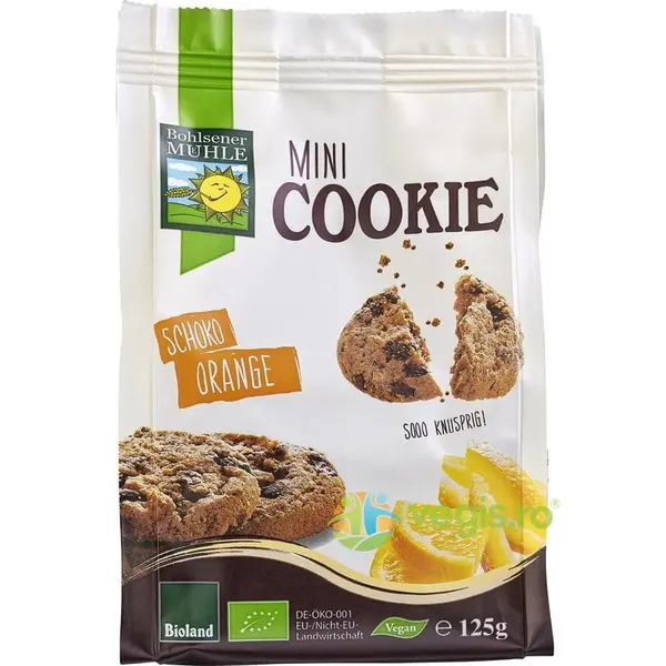 Mini Biscuiti cu Ciocolata si Portocale Vegani Ecologici/Bio 125g