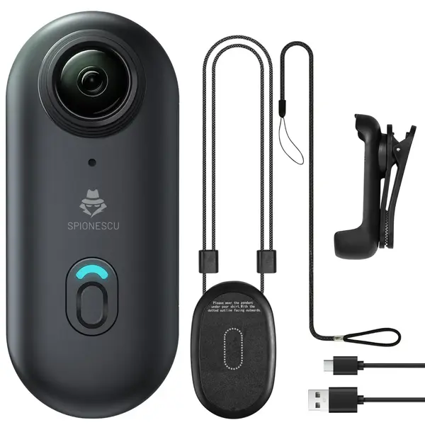 Mini camera de actiune, 1080P Full HD, baterie 800 mAh, autonomie 3 ore inregistrare continua, pandativ magnetic, clema 360°