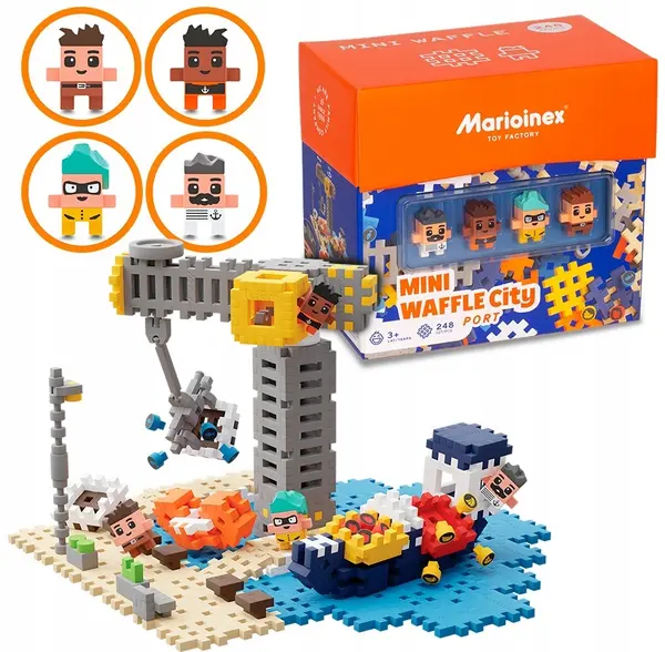 Mini constructor de vafe Marioinex - Centru oraș, port, 248 de piese