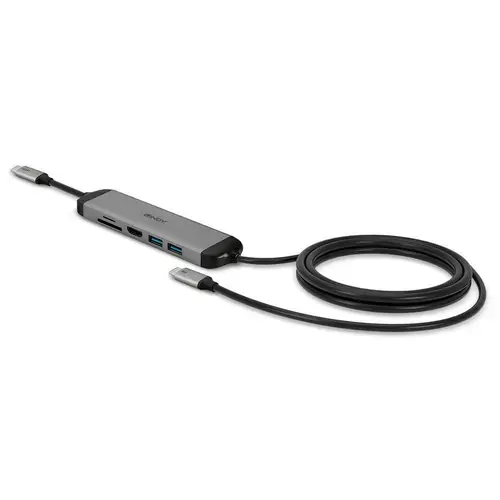 Mini Docking Station Laptop Lindy LY-43326, HDMI, 2x USB 3.2 Type-C (Gri)