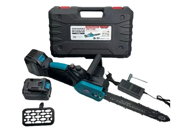 Mini Drujba electrica 300mm, 12'' inch, 8AH, 48V, cu 2 acumulatori brushless, model BLUE PROFESSIONAL Campion CMP1756B
