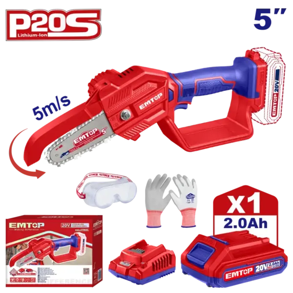 Mini fierastrau cu 1 acumulator 2.0Ah, lama 13cm (5 ) - ELGA20581, EMTOP