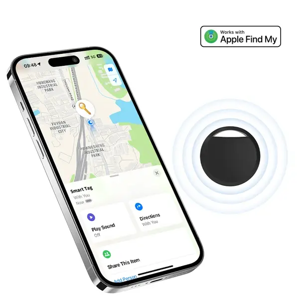 Mini GPS Tracker FIXATO, dispozitiv anti-pierdere, localizare in timp real, compatibil Apple Find My, pentru masini, copii, animale, bagaje, Negru