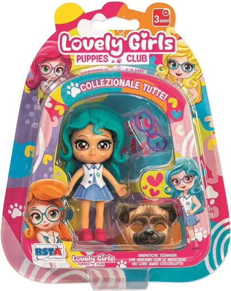 Mini păpușă RS Toys Lovely Girls - Cu păr albastru și accesorii