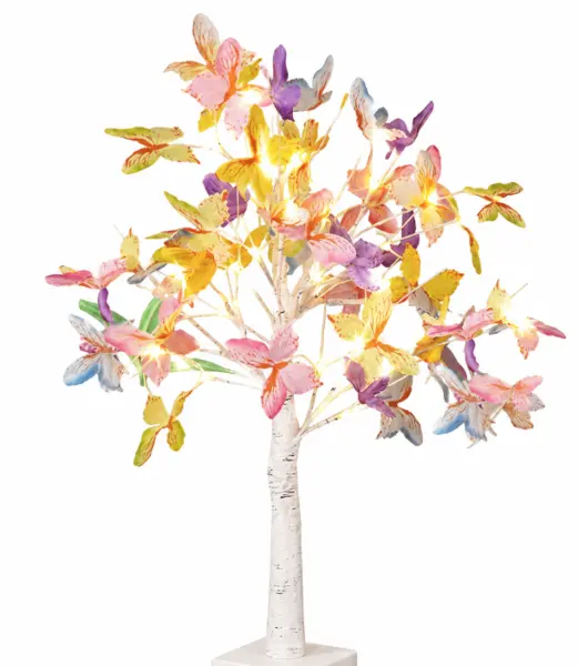 Mini Pom Artificial iluminat cu LED Fluturi Colorati decorativ 60cm