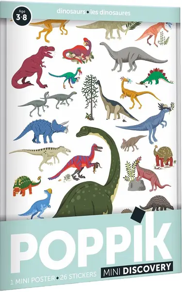 Mini poster cu stickere Poppik Discovery - Dinozauri