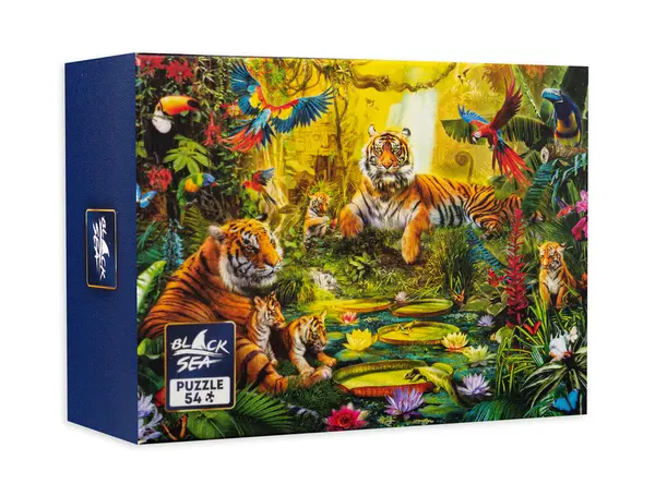 Mini puzzle Black Sea din 54 de piese - Familia de tigri