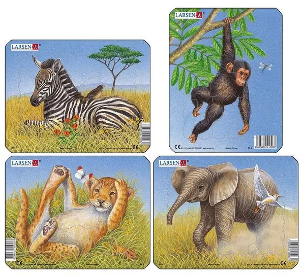 Mini-puzzle Larsen din 9 piese - Animale din Africa