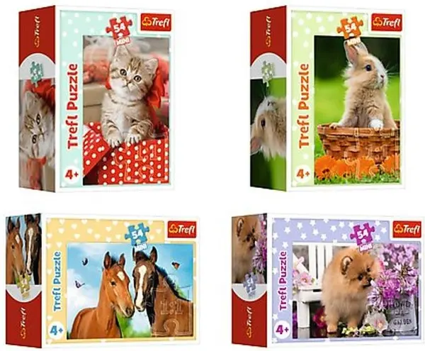 Mini puzzle Trefl din 54 de piese - Animals, sortiment