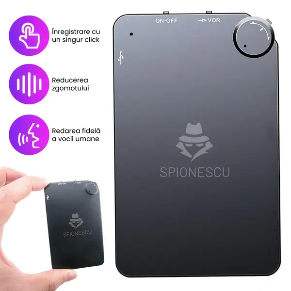 Mini reportofon cu microfon ascuns, activare vocala, autonomie ridicata, K2 - 32 GB