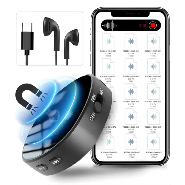 Mini reportofon digital cu microfon ascuns magnetic, activare vocala, MP3 Player, Z13 - 128 GB