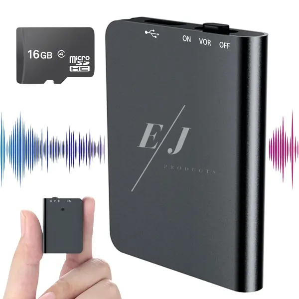 Mini reportofon spion 16 GB, raza actiune 60m, stocare 384 ore, activare vocala, functie MP3, reducere zgomot de fundal, autonomie 24h, design compact si portabil