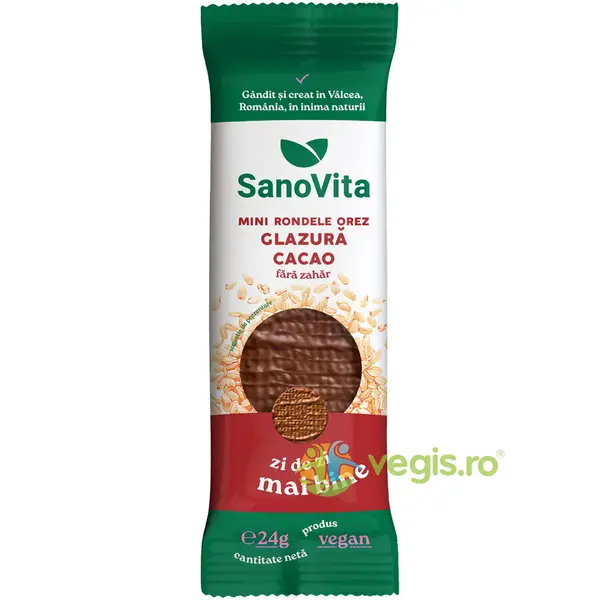 Mini Rondele din Orez cu Glazura de Cacao fara Zahar 24g
