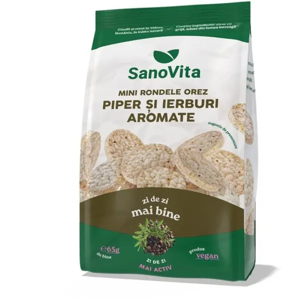 Mini-rondele din Orez cu Piper si Ierburi, Sanovita, 65 g