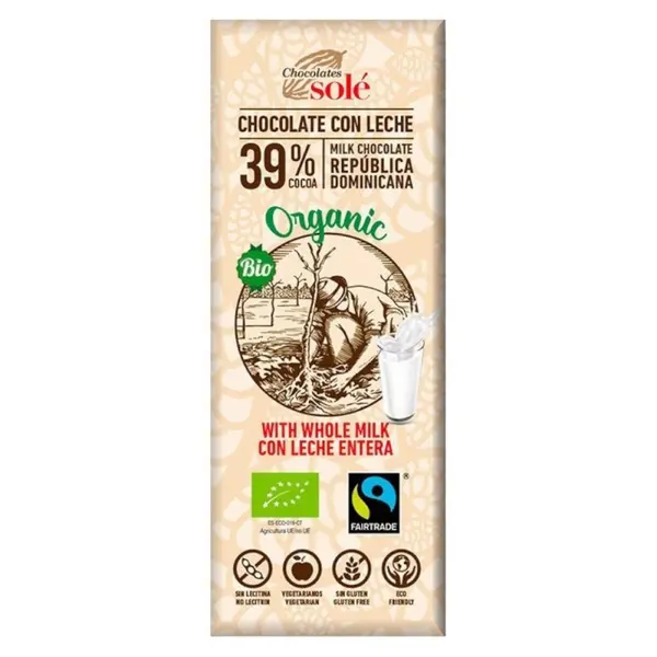 Mini Tableta Ciocolata BIO cu Lapte, 25 g, Chocolates Sole