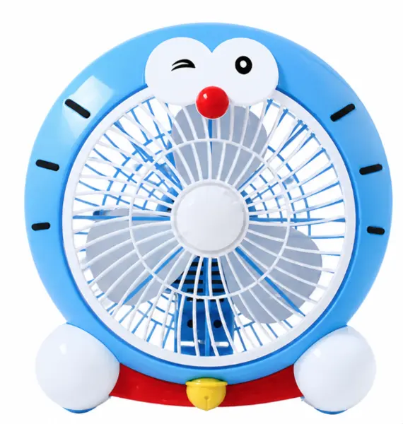 Mini ventilator cu fir model Doraemon pentru birou portabil colorat ALBASTRU