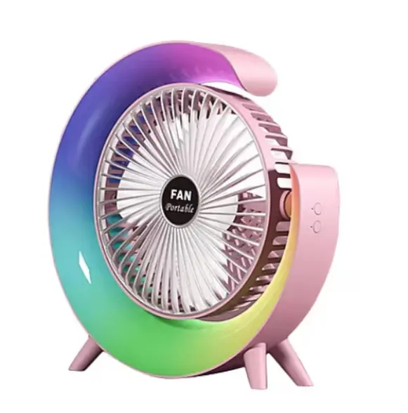 Mini ventilator de birou rotund cu LED RGB