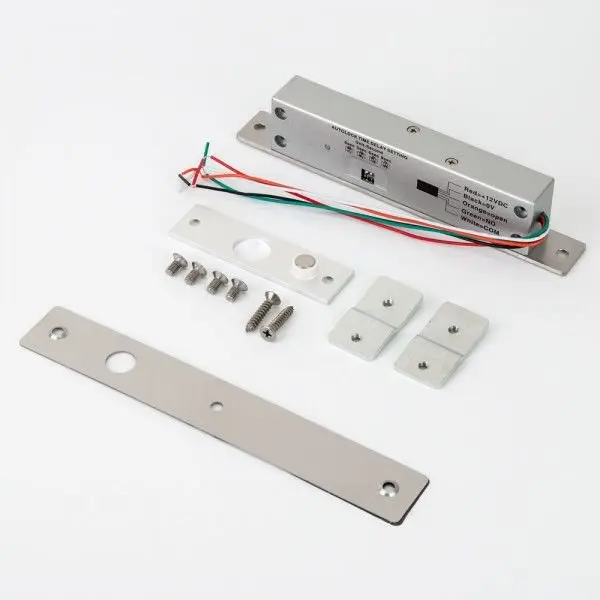 Minibolt electric (fail-safe) cu monitorizare, temporizare, senzor magnetic si led de stare pe partea frontala YB-500A(LED)