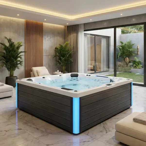 Minipiscina jacuzzi 6 persoane, sterling silver, 100 jeturi, iluminare LED, 218 A 218 A 90 cm, Wellis Avatar Deluxe