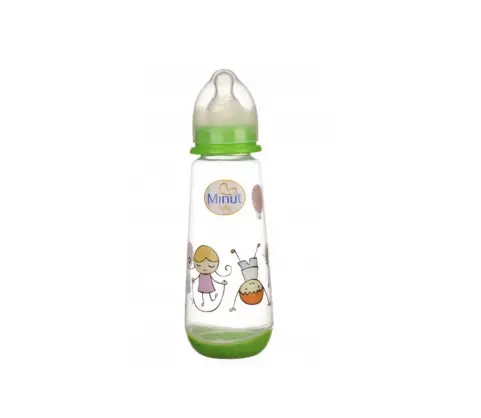 Minut Baby Biberon plastic cu tetina silicon 3 + luni 250 ml