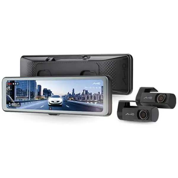 Mio Camera video oglinda tactila, Mio MiVueR860WD, cu doua camere video separate fata si spate, fiecare cu rezolutia 2.5K, ecran tactil antiorbire de 11,26” / 28,60 cm si tehnologia STARVIS 2™
