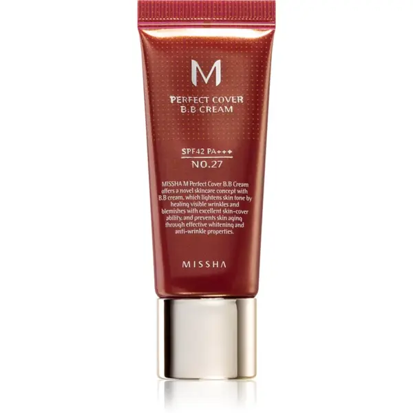 Missha M Perfect Cover crema BB cu protectie ridicata si filtru UV pachet mic culoare No. 27 Honey Beige SPF 42/PA+++ 20 ml