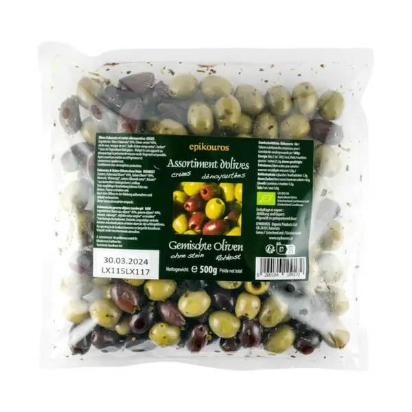 Mix de Masline Bio, Crude, fara Samburi, Epikouros, 500 g