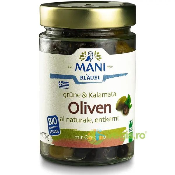 Mix de Masline Verzi Kalamata cu Oregano Ecologic/Bio 175g