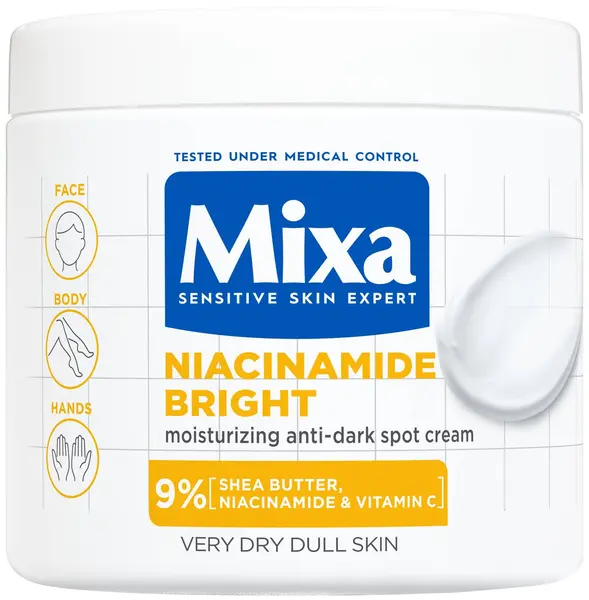 Mixa Niacinamide Bright Cremă hidratantă pentru față și corp, 400 ml