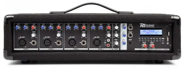 Mixer activ cu amplificator Power Dynamics PDM-C405A, 4 canale de intrare, putere per canal iesire 150W, Bluetooth, USB, RCA, SD, MP3
