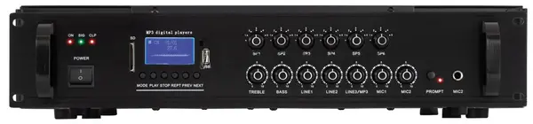 Mixer amplificator Public Adress 120W 6 zone cu FM si BT, MPA120BT