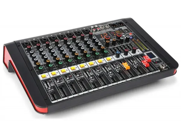 Mixer cu amplificator, 8 canale, 2x200W, 4 Ohm, Bluetooth, USB, RCA, XLR, Jack 6.3mm, Power Dynamics PDM-M804A