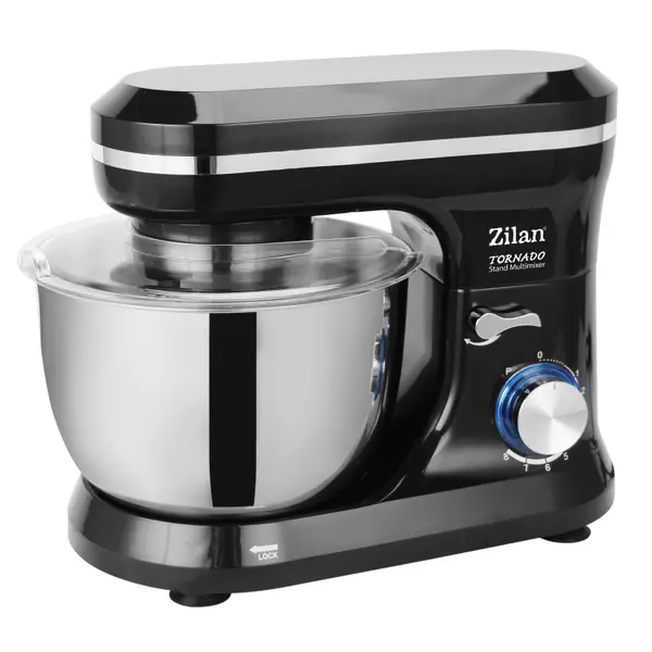 Mixer cu bol din inox ZILAN ZLN-1215, 1000 W, Bol 4.5 L inox, 8 Viteze, Negru