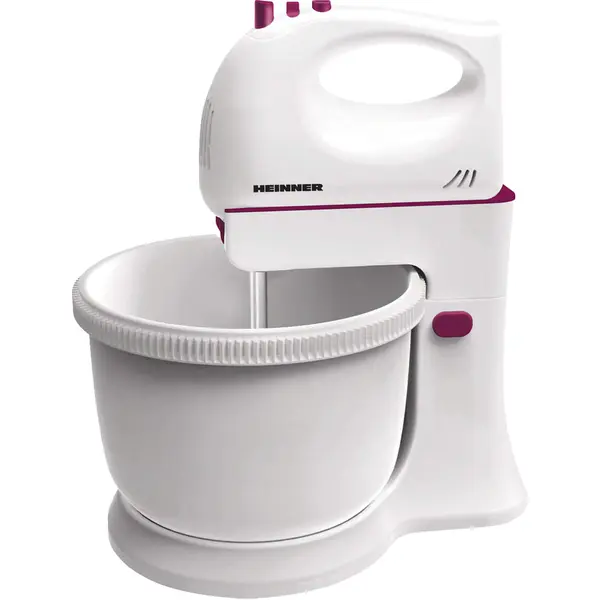 Mixer cu bol Heinner HMB-350BG, 300 W, 2.5 l, 5 viteze, Alb