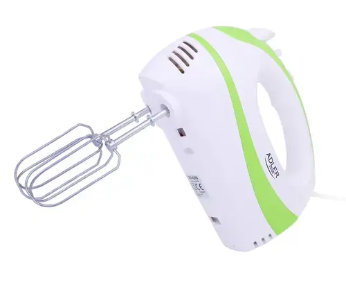 Mixer de mana, ADLER AD 4205, 300 W, 5 viteze + Turbo (Verde/Alb)