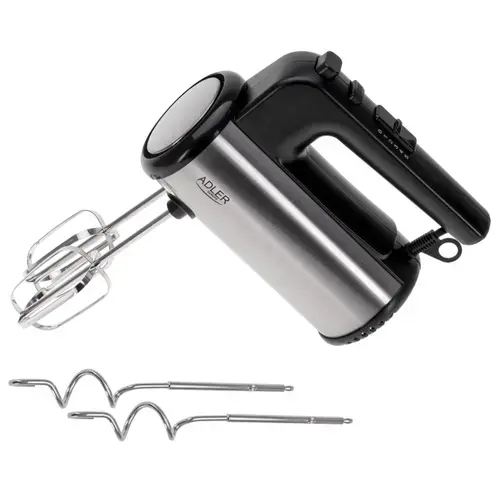 Mixer de mana Adler AD 4232 TURBO POWER, 900 W, 5 viteze, 2 Carlige aluat, 2 Teluri (Negru/Inox)